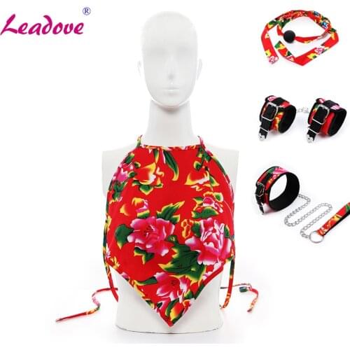 Exotic Accessories Adjustable PU Leather Plush Handcuffs Anklecuffs Collar Mouth Gags For Restraints Sex Bondage for Sex SP0168