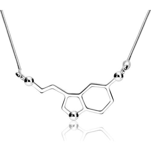 Creative Serotonin Molecule Chemistry Necklace Unique Mini Pendant Necklace Minimalist Jewelry Gift For Women Girls Daily Wear
