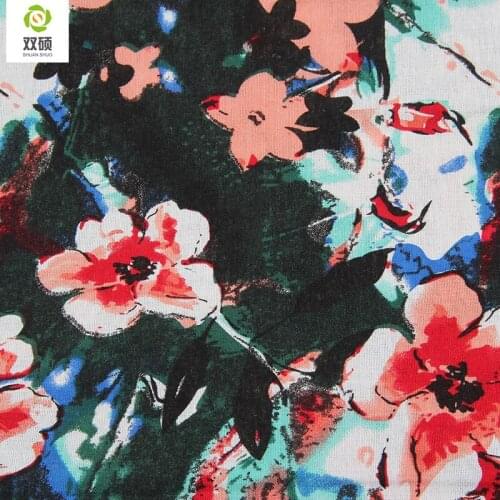 Lnk Flower Printed Cotton linen Fabric, Ethnic Women linen Cloth, For Shirts, blouses, curtains, tablecloths M71