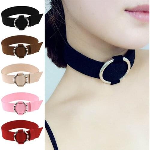 2017 Fashion Leather Big Metal Hoop Choker Necklace Women Wear Funky Chockers Collar collares collier ras du cou AL433