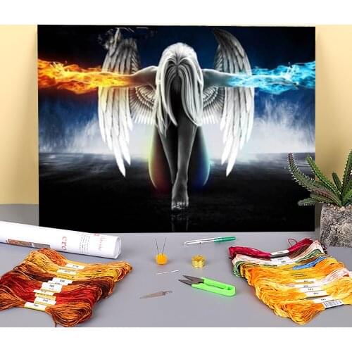 Angel Girl Landscape Printed 11CT Cross-Stitch Set Embroidery DMC Threads Sewing Needlework Hobby Handicraft Needle Decor