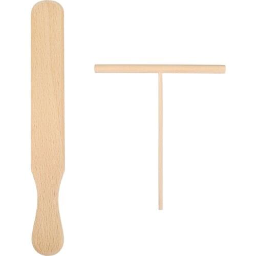 Cabilock 2pcs Wooden Crepe Spatula Spreader Wooden Spatula Set Beechwood Pancake Tortilla Maker Tools