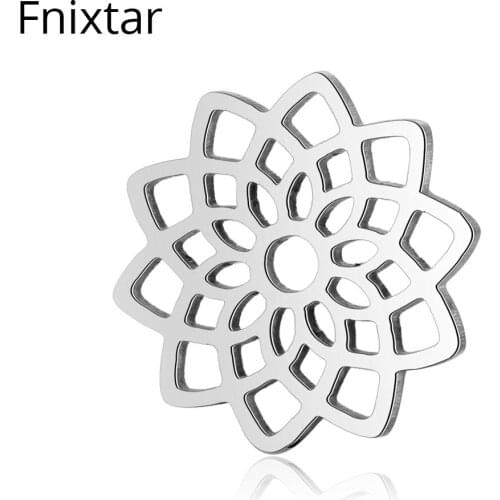 Fnixtar Never Fade 15.8mm Flower Mini Charms Stainless Steel Metal Charms For Jewelry Making Mothers Day Gift 20pcs/lot