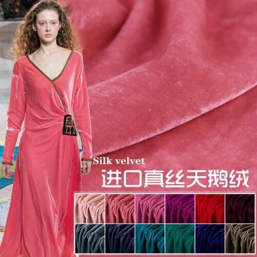 Solid Color Natural Mulberry Silk velvet fabric for dress per meter cheongsam dress clothing velvet fabric wholesale cloth