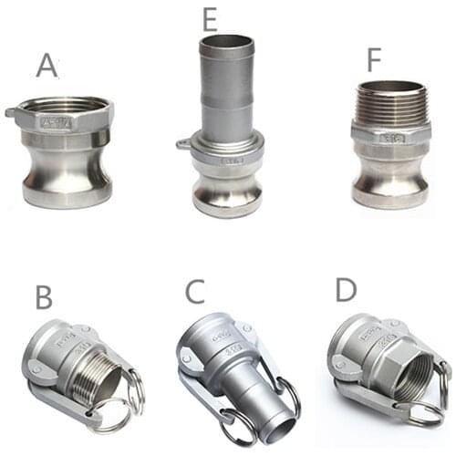 1/2" 304 Stainless Steel Camlock A B C D E F Type Plug Cam Lock Fitting Pump Adapter Cam Groove Coupling