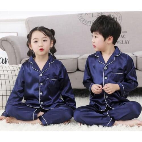 Kid clothes Sleepwear baby girl summer silk poplin Children Homewear Pajamas for Boy Pyjamas Kids Nightwear 1-16T teenage jacket