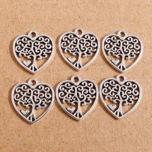 20pcs 17*19mm Metal Alloy Love Heart Hollow Tree Charms for DIY Making Earrings Necklaces Handmade Jewelry Pendants Accessories