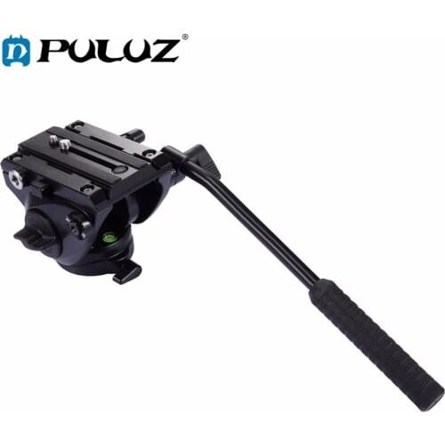 PULUZ Video Camera Tripod head Hydraulic Damping Fluid Drag Pan Head with Sliding Plate Panoramic Head for Slider Monopod DSLR