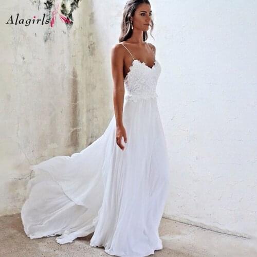 Sexy Lace Wedding Dresses 2020 Straps Vneck Boho Wedding Gowns Aline Pleats Bride Dresses For Princess Wedding Dress