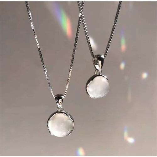 Silver Round Pendant Necklaces Simple Design Metal Geometric Clavicle Chain Necklace For Women Girl Party Wedding Jewerly Gifts