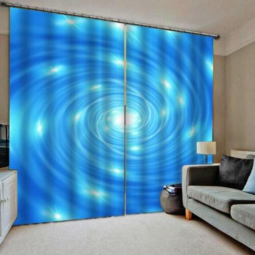 Blue curtains wave 3D Curtain Luxury Blackout Window Curtain Living Room Blackout curtain