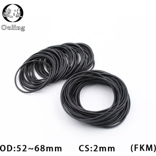 1PC Fluorine rubber Ring Black FKM O-ring Seal OD52/54/55/56/58/60/62/65/68*2mm Thickness O Ring Seal Gaskets Oil Sealing Washer