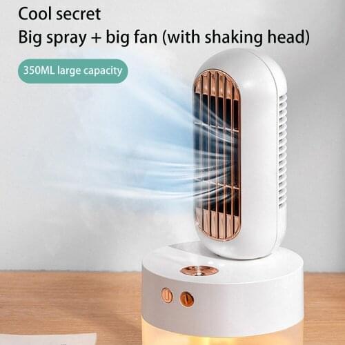 Air Cooler Fan Mini Desktop Air Conditioner with Night Light Mini USB Water Cooling Fan Humidifier Purifier Multifunction Summer