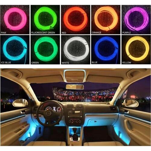 VooVoo 2M/3M/5M/10M 10 Colors DIY EL Cold Line Flexible Neon Interior Decoration Moulding Trim Strips Light For Motorcycle Cars