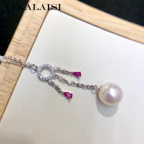 YIKALAISI 925 Sterling Silver Necklaces Jewelry For Women 9-10mm Round Natural Freshwater Pearl Pendants New Wholesales
