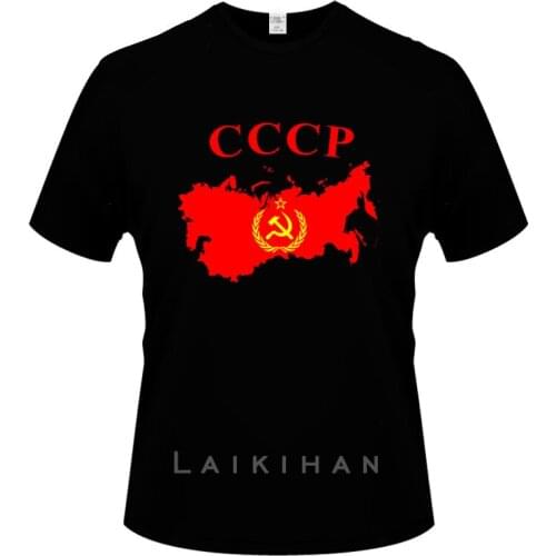 Soviet Union Map CCCP USSR Hammer and Sickle Red Star Funny T-Shirt High quality printed t shirt Top Cotton short sleeve tshirt