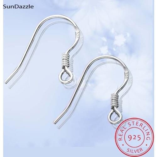 Genuine Real Solid 925 sterling Silver Ear Clasps Hooks Fittings Flat Wire Hook For Making Earrings Jewelry Findings