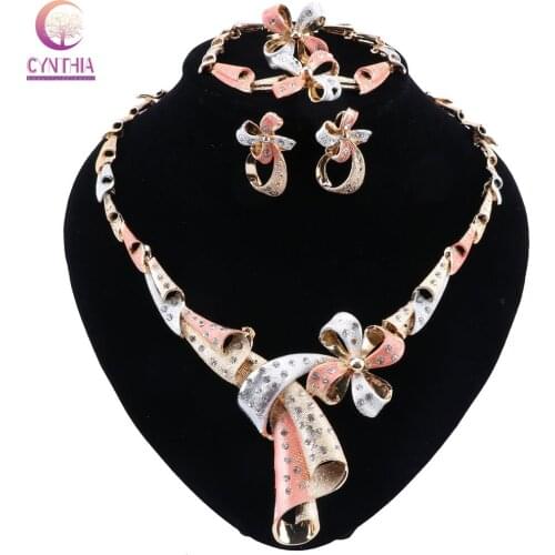 CYNTHIA Fashion African Costume Jewelry Sets Women Wedding Statement Jewelry Set Bridal Accessories Nigerian Necklace Set