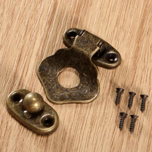 1Pc Decorative Jewelry Gift Wine Wooden Box Suitcase Case Hasp Latch Hook 42x32mm Antique Brass Iron Latch Lock Vintage Hardware