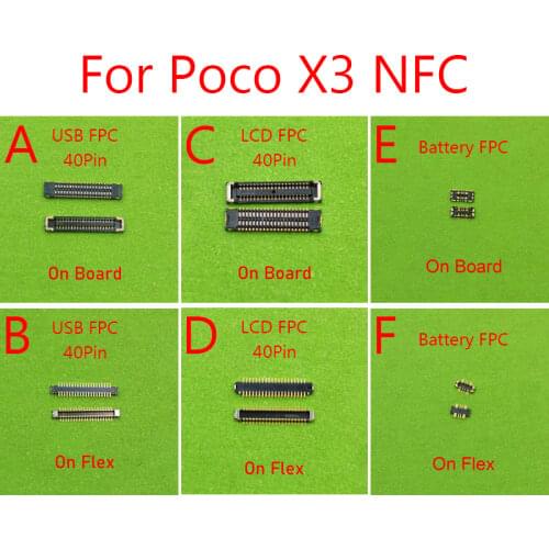 2Pcs LCD Display Touch Screen FPC Connector On Board For Xiaomi Mi 11 Mi11 POCO Pocophone X3 NFC BlackShark 2pro Plug Flex 40pin
