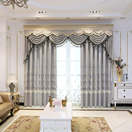 2021 Modern Minimalist European Style Embroidered Curtain Snow Blackout Curtain Finished Curtains for Living Dining Room Bedroom