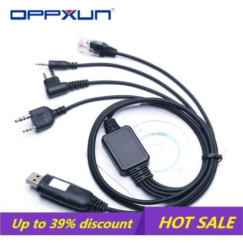 4 in 1 USB Programming Cable Adapter With CD Two Way Radio / Car Radios For Kenwood,Baofeng,Motorola,HYT,Puxing Etc