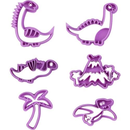 6pcs/set Dinosaur Shape Cookie Cutter Mold 3d Cookie Baking Silicone Mold DIY Fondant Biscuit Embossing Mould Set Handmade Tools