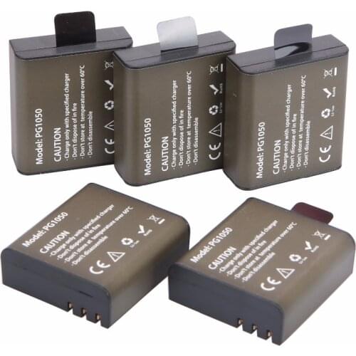 AOPULY 5pcs SJ4000 PG1050 Battery Bateria SJCAM SJ4000 SJ5000 EKEN M10 4k camera battery eken H8 H9 GIT-LB101 GIT PG900