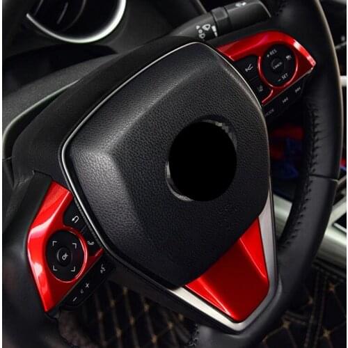 Auto Accessory Steering Wheel Decoration Cover Trim Fit For Toyota Camry 2018 2019 2020 Matte Silver / Carbon Fiber / Red