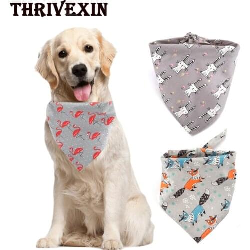 Dog Scarf Bandana Cotton Rabbit Fox Flamingo Bandanas Washable Pattern Dog Scarf Bow Tie Cat Dog Accessories Beauty Products Ins
