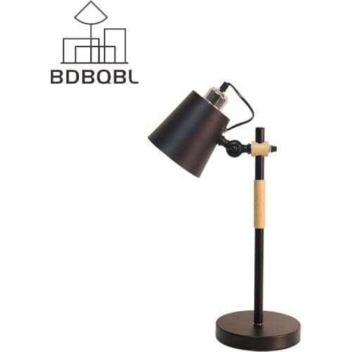 BDBQBL Vintage Log Wood Desk Lamp Loft Nordic American Study Reading Light Art Bedroom Livingroom Lighting Fixture Table Lamp