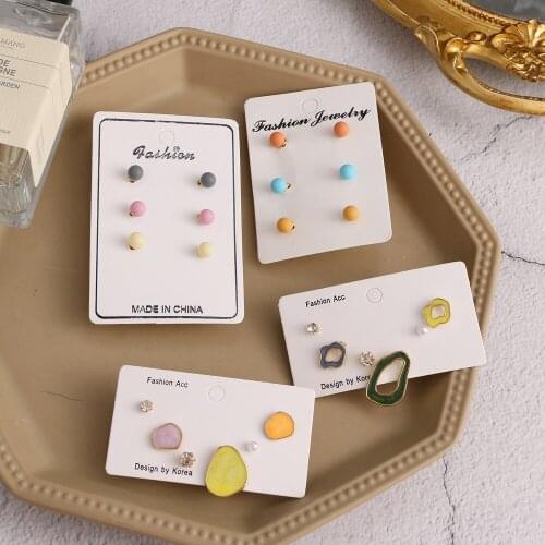 White Multicolor Simulated Pearl Earrings Set For Women Jewelry On Ear Ball Stud Earrings Kit Bijouteria brincos Bijoux
