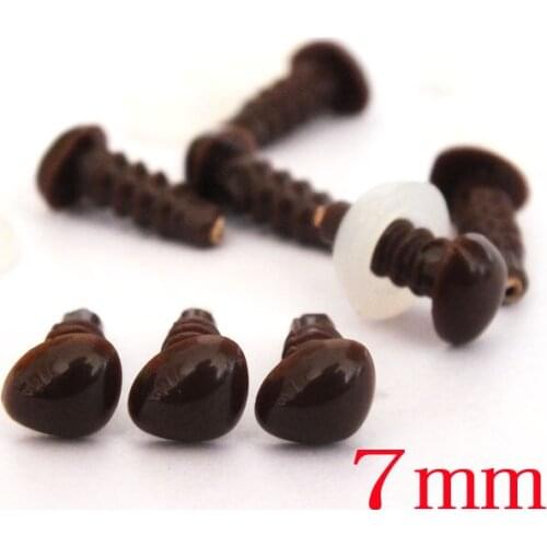 Free Shipping!! 7mm 60pcs/lot brown triangle plastic safety toy dog nose+washers for bear toy accessories