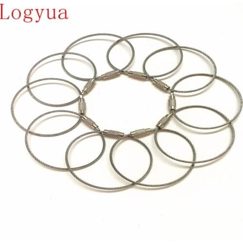 10 X Car Stainless Steel Wire Keychain wire rope key Chain carabiner Cable Key Ring Keyring for Outdoor Hiking
