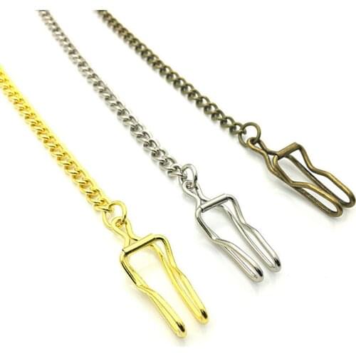 Bronze/Silver Vintage Style For Choice Alloy Pocket Watch Holder Necklace Chain For Men Women Collares