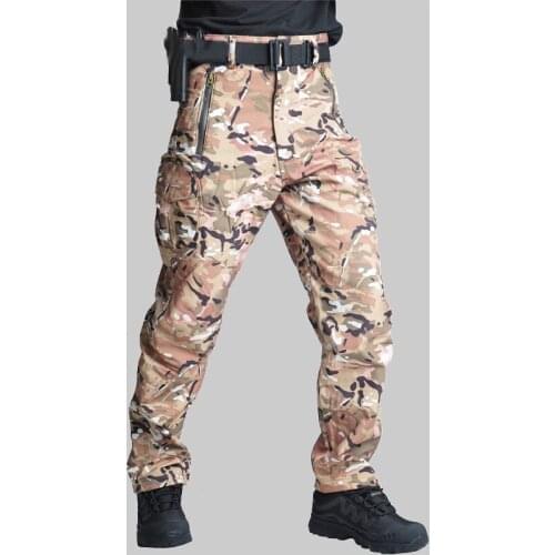 Men Camouflage Pants Waterproof Windproof Outdoor Hiking Climbing Pants Men Fleece Trousers Military Army CS Hunting Pant