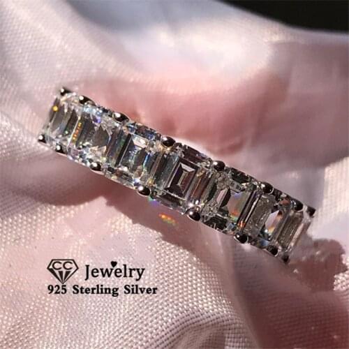 CC Rings For Women Silver 925 Bridal Wedding Rectangle Quality Rhineston Rings Fine Jewelry Accessories Drop Shipping CC3130