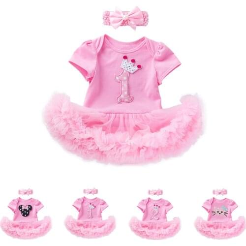 0-24 Months Birthday Newborn Infant Toddler Baby Girls Short Sleeve Romper Dress Suit-Princess Lovely Kids Tulle Clothes