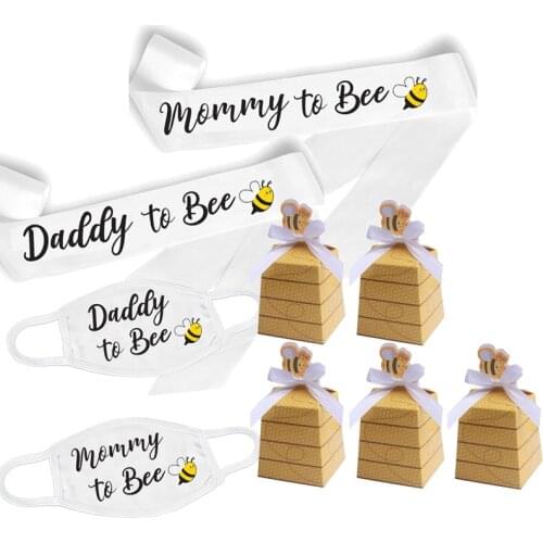 Daddy Mommy to be bee themed pregnancy announcement Gender Reveal boy or girl Baby Shower Party decoration gift box Photo props