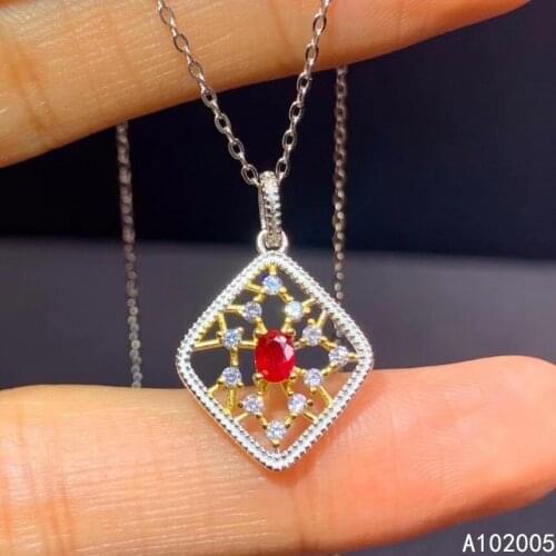 KJJEAXCMY Fine Jewelry 925 Sterling Silver inlaid Natural ruby Female new Pendant Necklace elegant Support test hot selling