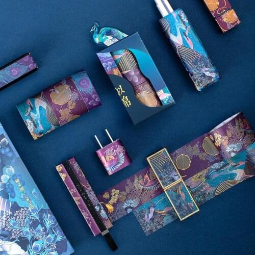 3 pcs/set Retro Peacock Palace Gold Foil Washi Tape Set Adhesive Scrapbooking Masking Tape Decorative Office