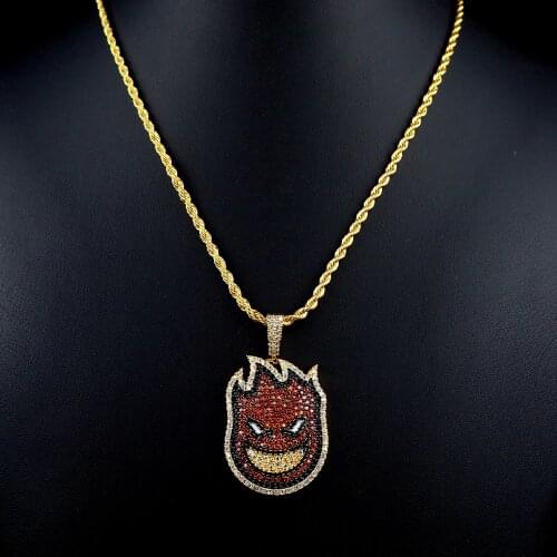 Little burning man pendant European and American mens necklace jewelry AAAA Zircon Inlaid hip-hop jewelry