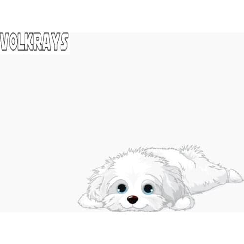 Volkrays Lovely Car Sticker Cute Havanese Puppy Accessories Reflective PVC Decal for Motorcycle Toyota Camry Honda Crv ,4cm*11cm