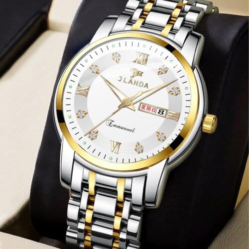 Hot Jinfengda Brand Explosion High-end Business Fashion Luminous Calendar Stainless Steel Waterproof Mens and Womens Watches