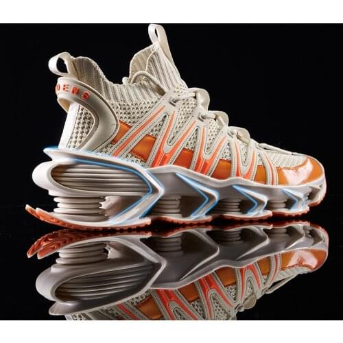 High-Top Cushioning Men Sneakers Striped Blade Running Shoes Teens Trendy Street Zapatillas Non-Slip Outdoor Jogging Footwear