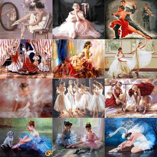 Tapb Ballet Dancing Girls Kits Pictures Oil Painting By Numbers Kids Handpainted On Canvas DIY Art Home Wall Handicrafts Decor