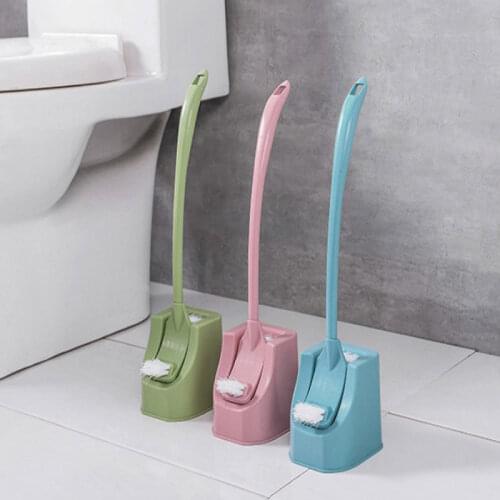 Soft Hair Toilet Brush Set With Quick Drying Holder Bathroom Flat Head Creative Cleaning Flexible Soft Bristles Brush