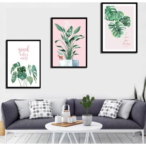 Wall Art Fresh Plant Phrases Of Love Freshness Beauty Decorative Nordic Poster Canvas Printings Pictures For Living Room Decor