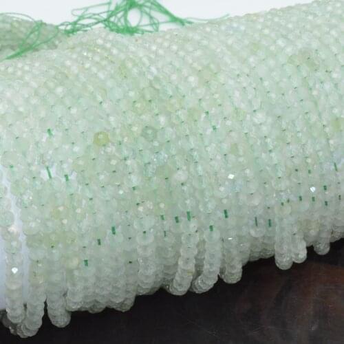 Natural Prehnite Faceted Rondelle Beads 3x4mm