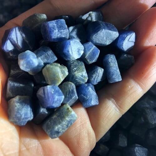 Natural blue corundum, six-pillar, healing gem, home decoration, study decoration craft gift